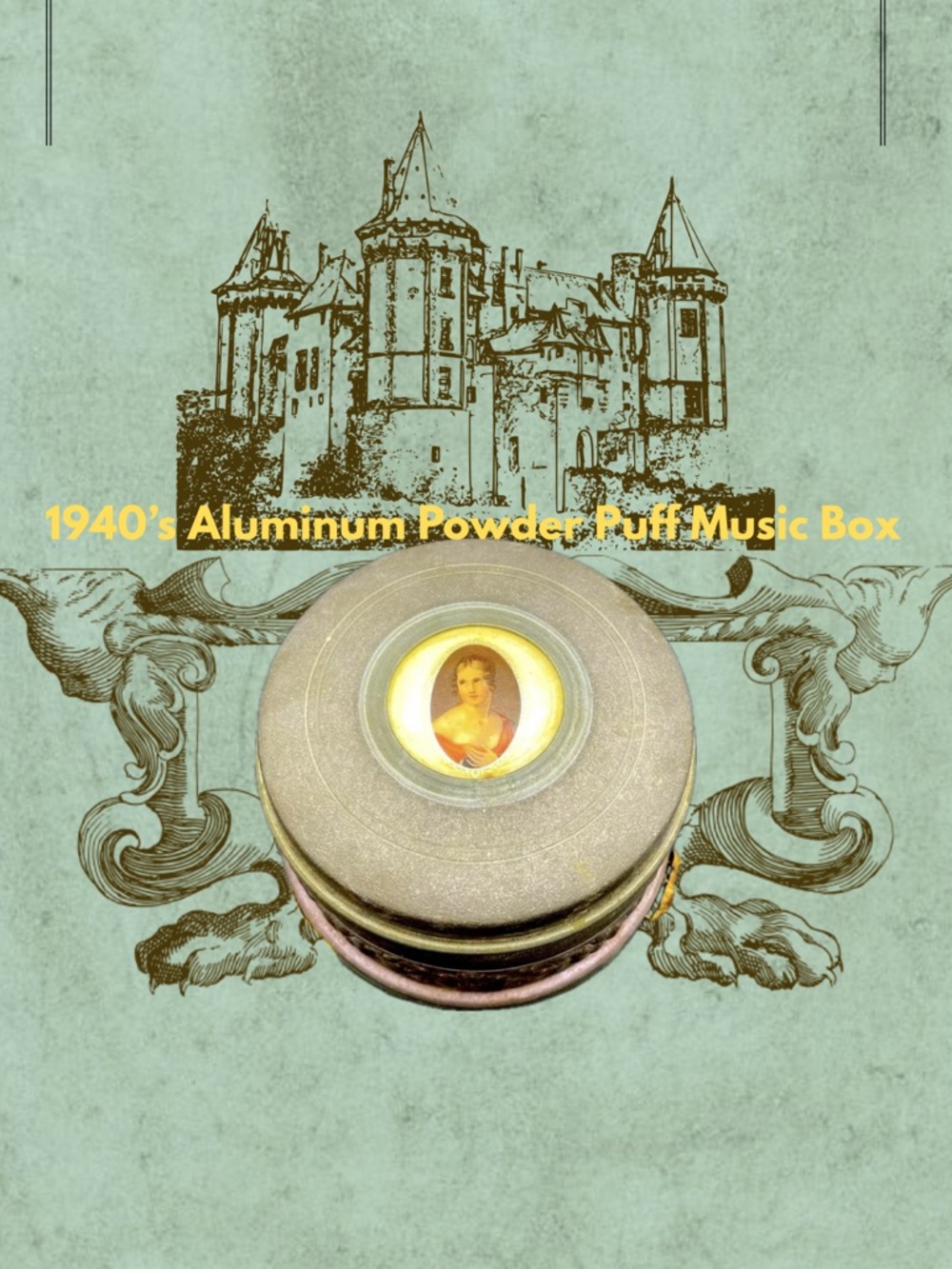 1940’s Aluminum Powder Puff Music Box